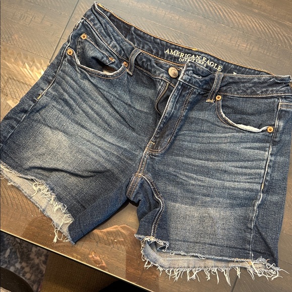 American Eagle Outfitters Pants - American Eagle Outfitters Dark Blue Frayed Jean Shorts